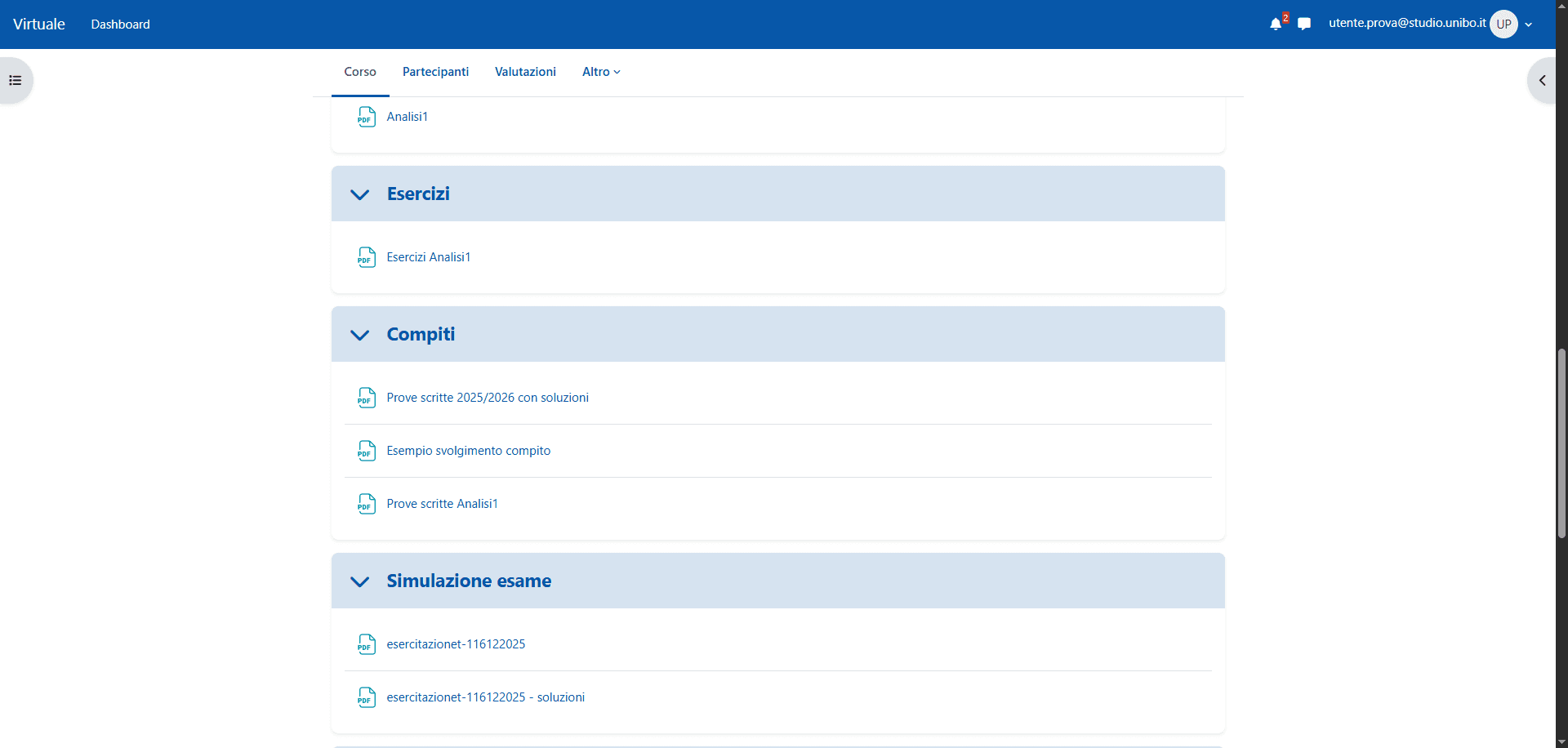 Ricerca materiale didattico ed esami su Virtuale o Telegram