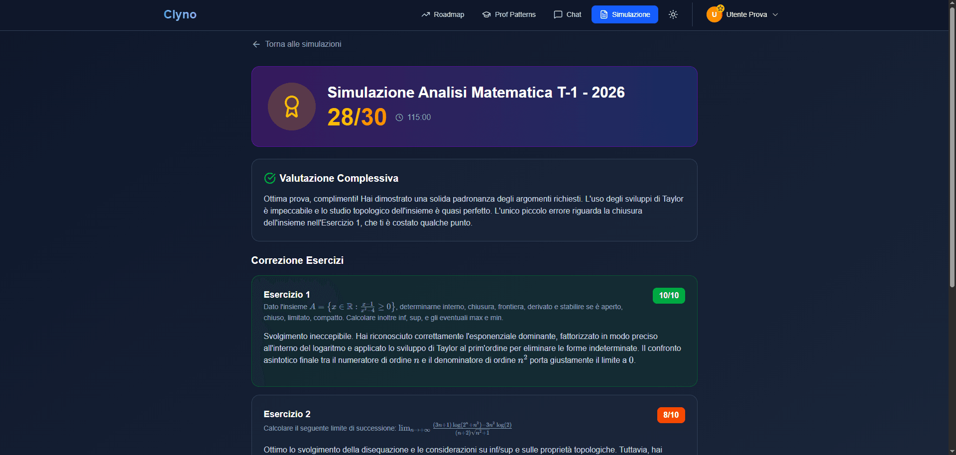 Simulazione d'esame e valutazione